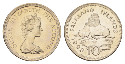 Фолклендские острова (Фолкленды) 10 пенсов 1998 Елизавета II (1952-2022), южные морские котики KM 5.2 медно-никель  UNC  4675-355