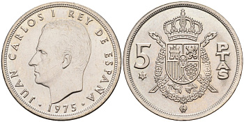 Испания 5 песет 1975 (76) Хуан Карлос I (1975-2001) KM 807 медно-никель UNC 4583-1222