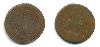 РОССИЯ 1 КОПЕЙКА 1759 медь 61-421