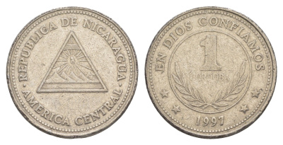 Никарагуа 1 кордоба 1997 KM 89 сталь плакированная никелем 4163-554