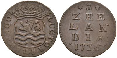 Зеландия (Zeeland), Нидерланды 1 дуит 1736 KM 81 медь 1528-432