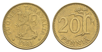 Финляндия 20 пенни 1981 KM 47 алюминиевая бронза 4648-427