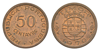 Португальский Тимор 50 сентаво 1970 KM 18 бронза UNC 4630-1139