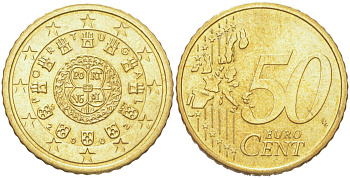 Португалия 50 евроцентов 2002 KM 745 нордик UNC 4126-355