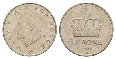 Норвегия 1 крона 1982 Улаф V (1957-1991) KM 419 медно-никель 4635-717