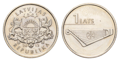 Латвия 1 лат 2013 Кокле KM 142 медно-никель UNC 4679-419