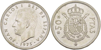 ИСПАНИЯ 50 ПЕСЕТ 1975 (80) ХУАН КАРЛОС I (1975-) KM 809 медно-никель 4403-424