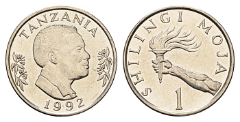 Танзания 1 шиллинг 1992 KM 22 сталь плакированная никелем UNC 4119-1124