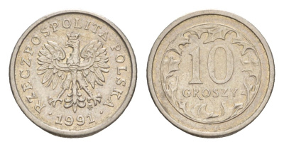 Польша 10 грошей 1991 Y 279 медно-никель 4625-651