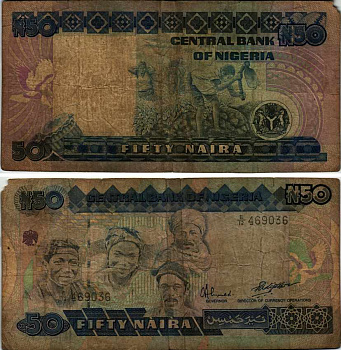 Нигерия 50 найра ND (1991-2000) жители Нигерии, подпись 9 Pick 27 b бумага 6299-67-3-1