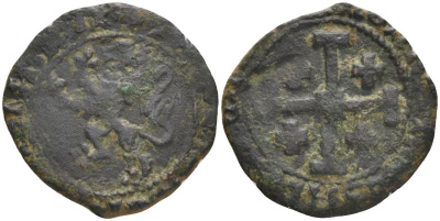 Государство крестоносцев. Кипрское Королевство сиксан 1460-1473 Яков II (1460-1473) Metcalf pl. 29.4 бронза 1525-224