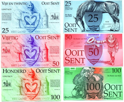НИДЕРЛАНДЫ НАБОР ИЗ 6 БАНКНОТ ND HET LAND VAN OOIT (25, 50, 100, 250, 500, 1000) ГОРОД ООИТ бумага 7146-57-2-1