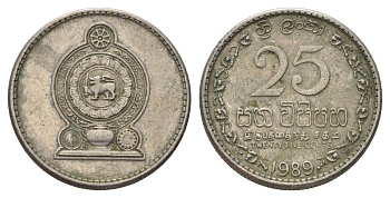 Шри-Ланка 25 центов 1989 KM 141.2 медно-никель 4684-852