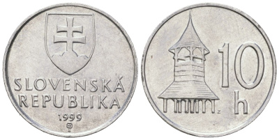 Словакия 10 геллеров 1999 MK KM 17 алюминий UNC 4164-464
