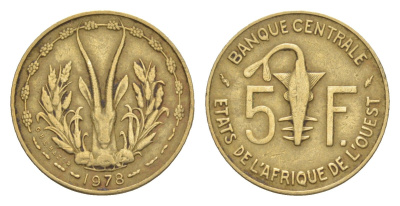 Западная Африка (BCEAO) 5 франков 1978 KM 2a медь алюминий никель 4640-954