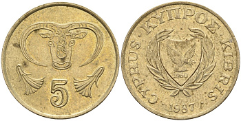 Кипр 5 центов 1987 KM 55.2 никель латунь 4141-935