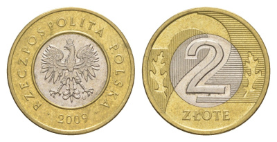 Польша 2 злотых 2009 Y 283 биметалл 4647-966