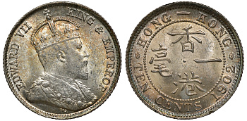Гонконг 10 центов 1902 Эдуард VII (1901-1910) KM 13 серебро UNC 91-755