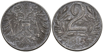 Австрия 2 геллера 1918 KM 2824 железо 4567-1017