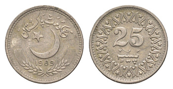 Пакистан 25 пайс 1989 KM 58 медно-никель 4649-321