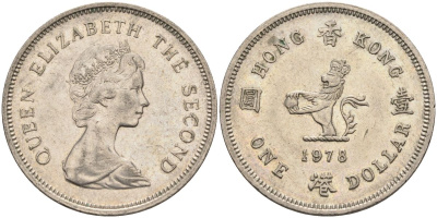 Гонконг 1 доллар 1978 Елизавета II (1952-) KM 43 медно-никель 4126-1023
