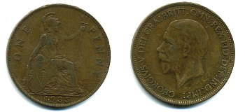 Великобритания 1 пенни 1935 Георг V (1910-1936) КМ 838, Spink 4055 бронза 41-1232