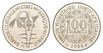 Западная Африка (BCEAO) 100 франков 1984 KM 4 никель UNC 4654-545