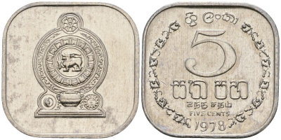 Шри-Ланка 5 центов 1978 KM 139a алюминий 4136-625