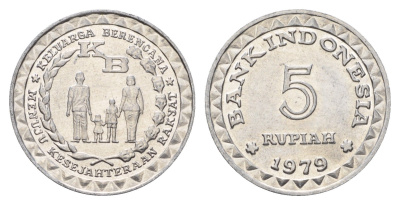Индонезия 5 рупий 1979 ФАО - Планирование семьи KM 43 алюминий UNC 4675-611