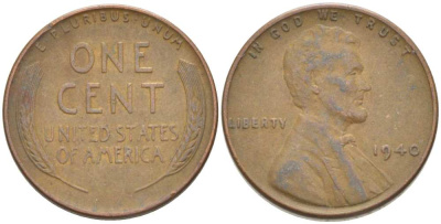 США 1 ЦЕНТ 1940 ЛИНКОЛЬН KM 132 бронза 3309-445