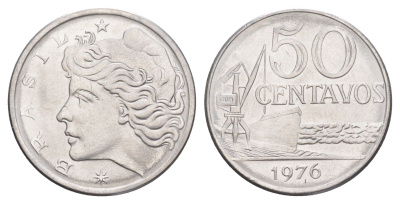 Бразилия 50 сентаво 1976 KM 580b нержавеющая сталь UNC 4642-1126