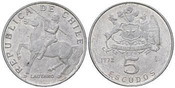Чили 5 эскудо 1972 KM 199a алюминий 4121-1121