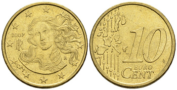 Италия 10 евроцентов 2007 KM 213 нордик 4147-755