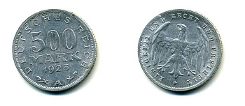 ГЕРМАНИЯ 500 МАРОК 1923 А KM 36, J. 305 алюминий 179-214