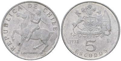 Чили 5 эскудо 1972 KM 199a алюминий 4121-1121