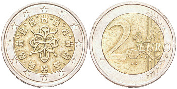 Португалия 2 евро 2002 KM 747 биметалл 4126-1134