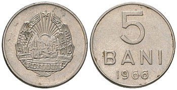 Румыния 5 бань 1966 KM 92 сталь плакированная никелем 4532-318