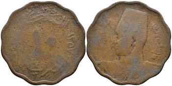 ЕГИПЕТ 10 МИЛЛИМОВ 1938 АН 1357, ФАРУК I (1936-1952) KM 361 бронза 3336-933