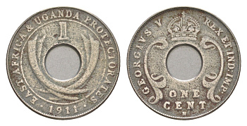 Британская Восточная Африка, Уганда 1 цент 1911 H KM 7 медно-никель 4658-1041