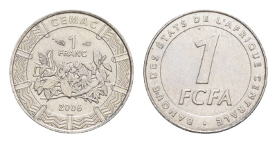 Центральная Африка (BEAC) 1 франк 2006 KM 16 нержавеющая сталь UNC 4644-335