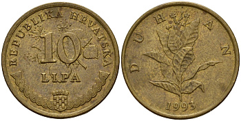 Хорватия 5 лип 1993 дуб, легенда на хорватском KM 5 сталь плакированная латунью 4159-634