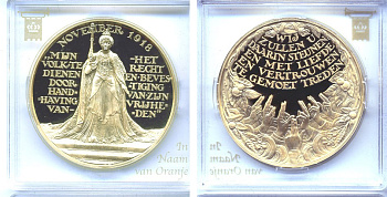 НИДЕРЛАНДЫ МЕДАЛЬ ND НОЯБРЬ 1918 ГОДА КРАСНАЯ НЕДЕЛЯ бронза, позолота PROOF 5-3-1-68