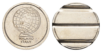 Италия, Милан жетон для автомойки диаметр 24 мм, вес 5,1 гр нержавеющая сталь 4670-613