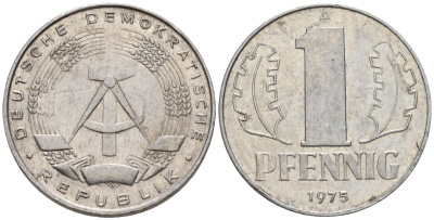 ГДР 1 пфенниг 1975 A KM 8.1 алюминий 4189-518