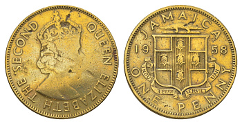 Ямайка 1 пенни 1958 KM 37 никель латунь 4628-642