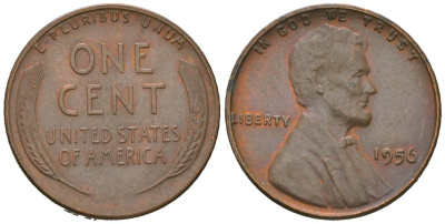 США 1 цент 1956 Авраам Линкольн KM 132 бронза UNC 220-459