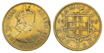 Ямайка 1 пенни 1958 KM 37 никель латунь 4628-642