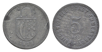 Имменштадт 5 пфеннигов 1919 Funck 227.1, Men18 15273.1 цинк 4639-169