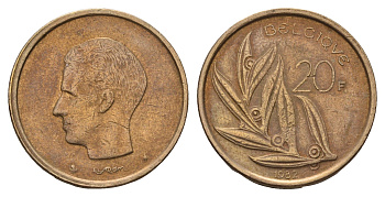 Бельгия 20 франков 1982 Belgique, Бодуэн I (1951-1993) KM 159 никель бронза 190-251