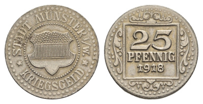 Мюнстер 25 пфеннигов 1918 Funck 350.4, Men18 22668.3 железо 4548-1031